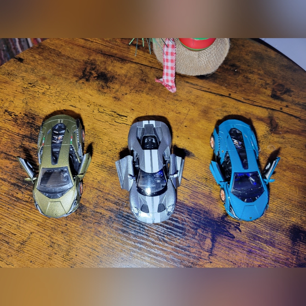 Kinsmart Die-Cast Toy Car Set - Blue, Gold, and silver